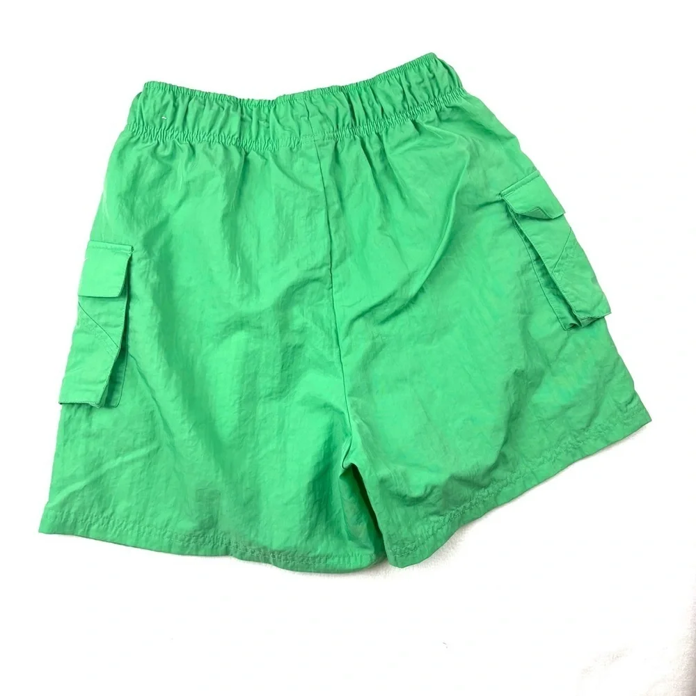 Nike Bright Green‎ High Rise Loose Fit Windbreaker Cargo Pockets Shorts (S)